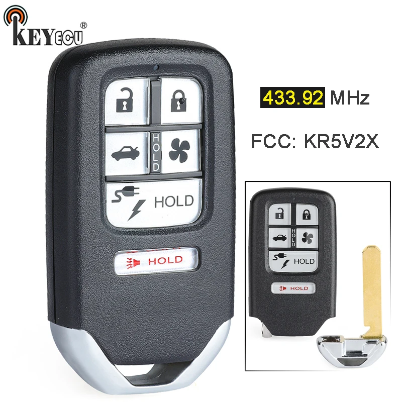 KEYECU 433,92 МГц KR5V2X A2C98676600 Замена 5+ 1 6 Кнопка умный дистанционный ключ-брелок от машины для Honda cleanity