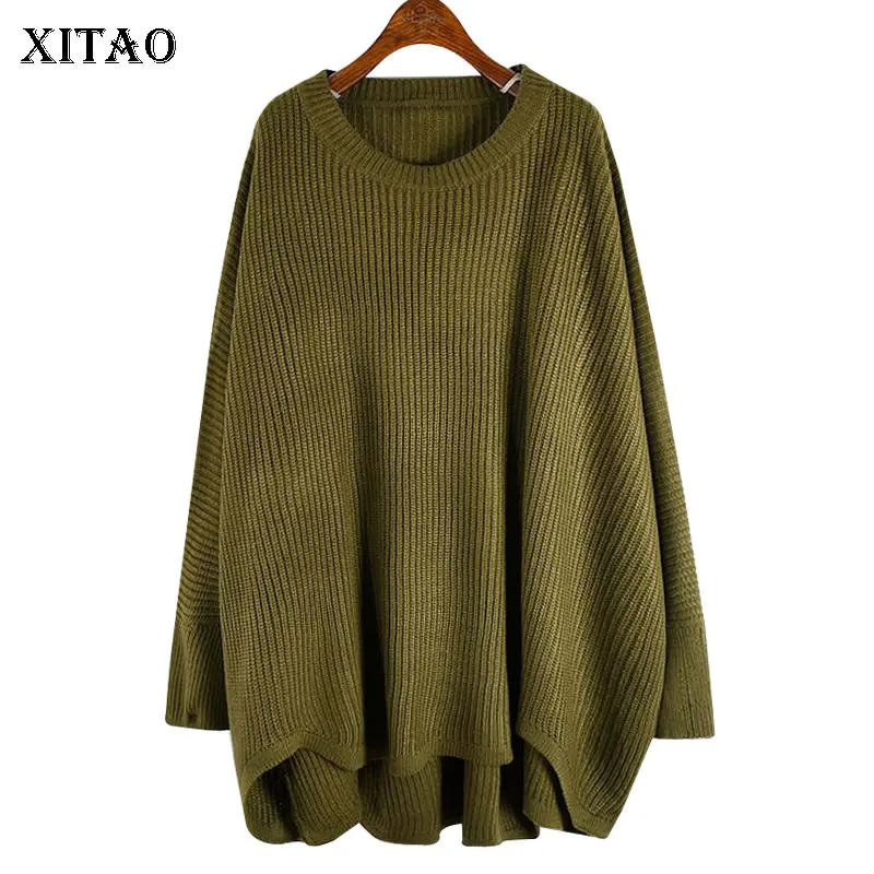 XITAO размера плюс простой вязаный свитер женская одежда 2019 модный Свободный