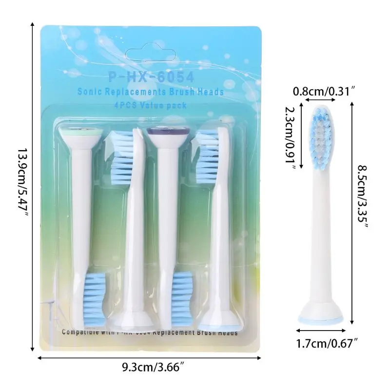 4 шт./упак. электрические головки зубной щетки Замена подходит для Philips Sonicare P-HX-6054/HX6054 мягкие щетинки насадки зубных щеток