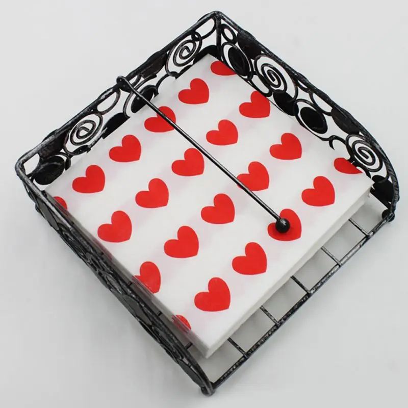 Двухслойная цветная салфетка с принтом сердца бумажные салфетки рисунком для