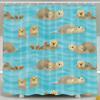 

Waterproof Fabric Shower Curtain Cartoon Cute Animal Shower Curtain Home Bathroom Item Bathroom Shower Curtains &12 Hook