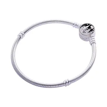 

Yindx 925 Sterling Silver Castle Lnitial Bracelet Snake Chain Charm Bangle Fashionable Women Luxury Jewelry
