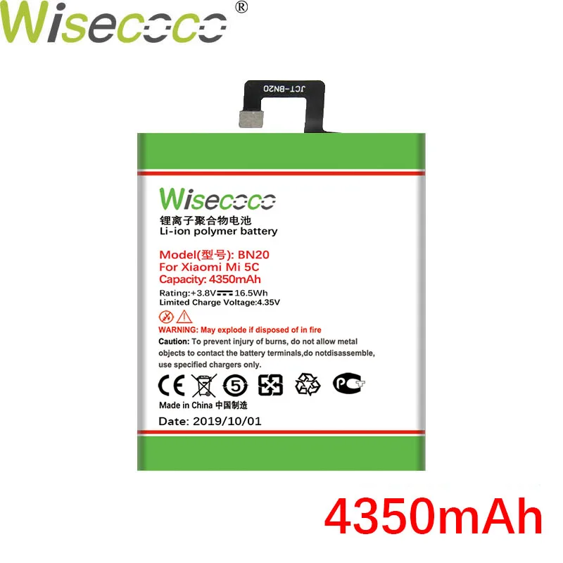 Wisecoco BN20 4350 мАч новая производственная батарея для телефона Xiaomi mi 5C M5C mi 5C Замена высококачественной батареи+ номер отслеживания