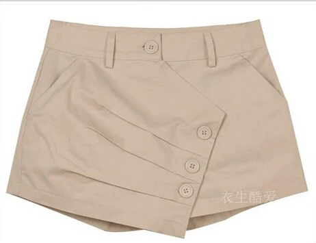 Хаки Saias Sociais Women Spring Summer Shorts Vintage Shorts Beach Culotte Shorts Women Jupe Female Faldas Largas - Цвет: Хаки