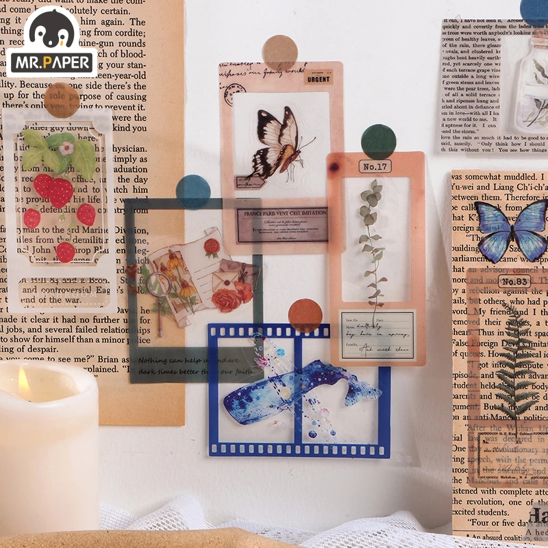 Mr.paper 4 diseños 30 Uds Paquete de pegatinas mariposa bosque ballena Marina planificador de colección de recortes pegatinas decorativas de papelería