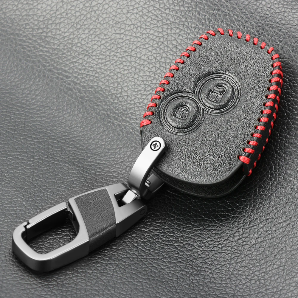 Модный кожаный чехол для ключей от автомобиля 2 кнопки для Renault Clio Scenic Megane Duster Captur Twingo Modus Автомобильный Дистанционный ключ