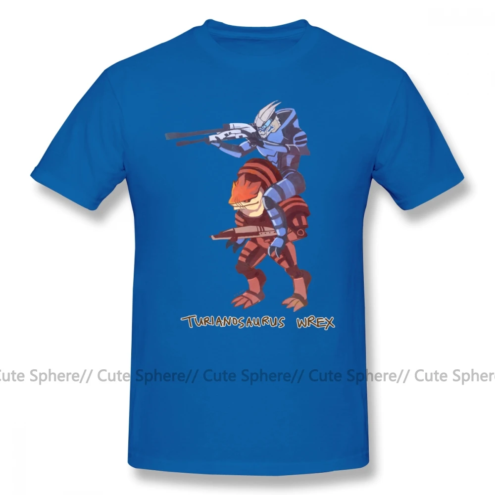 Mass Effect футболка Turianosaurus Wrex футболка Повседневная мужская футболка с коротким рукавом 5x Милая футболка с принтом из 100 хлопка - Цвет: Blue