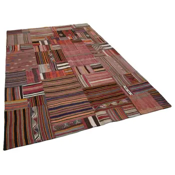 

201x301 Cm Orange Handmade Rugs Patchwork Rug-7x10 Ft