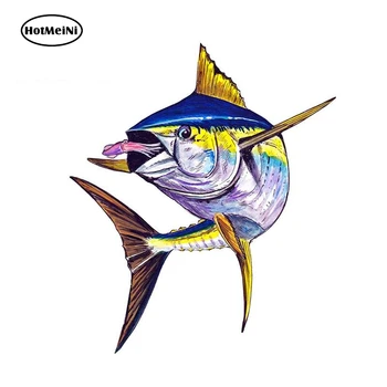 

HotMeiNi 13cm x 11.1cm Vinyl Fish Decal Yellow Fin Tuna Squids Sticker Car Home Truck SUV Boat Decal Car Stickers Graphics