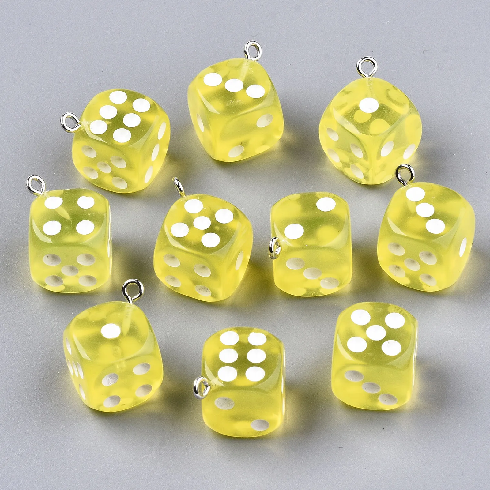 100Pcs 19x23mm Transparent Resin Cube Dice Pendants Charms Cabochon For Keychain Earring DIY Handmade Jewelry Making Accessories