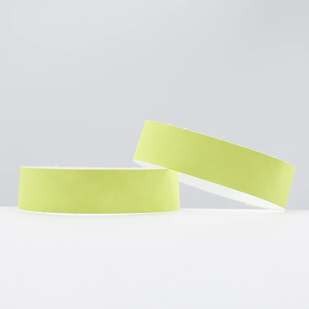 NeonYellow 100 шт Тайвек бумажные браслеты из синтетической бумаги браслет для встречи на концерте липкий браслет с принтом логотипа для мероприятий и вечерние - Окраска металла: NeonYellow