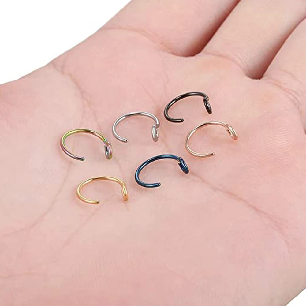 1PCS Nose Rings Personality Simple Punk Clip Ladies Lip Ring Earrings Spiral Hook Artificial Nasal Septum Men's Nose Jewelry
