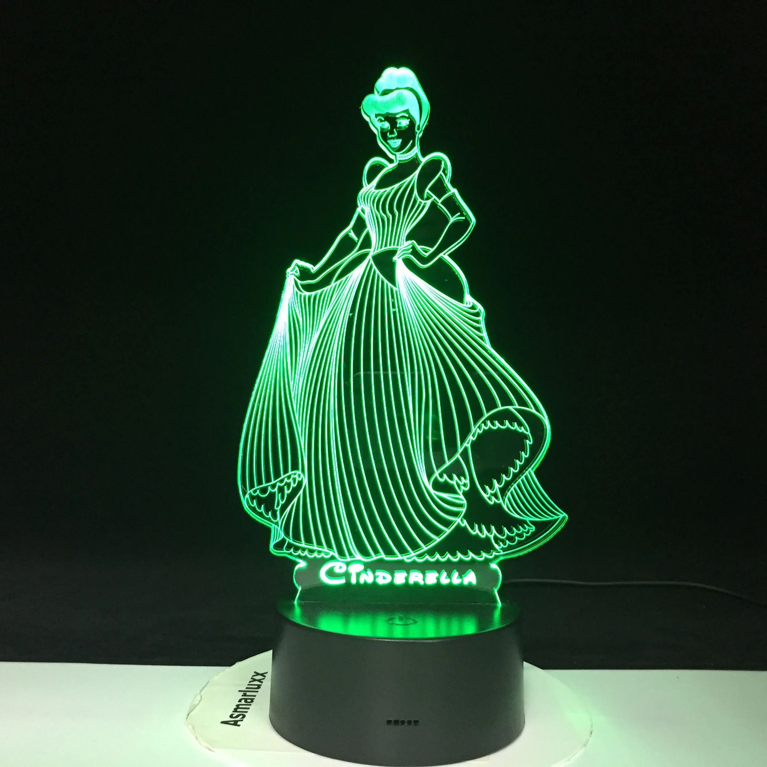Принцесса Золушка фигура Usb 3d светодиодный ночник украшение для девочек Дети Ребенок подарки 7 цветов Изменение визуальный Настольный светильник