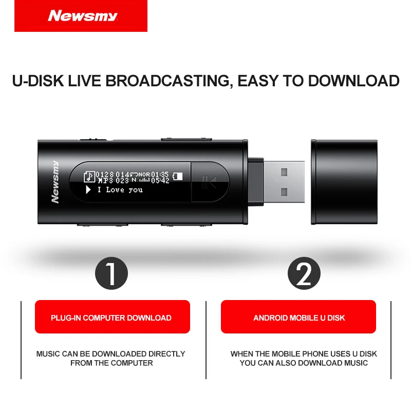 Newsmy B55 мини mp3-плеер спортивная защита для бега TF карта FM Электронная книга ридер HiFi Loseless U диск музыкальный плеер портативный плеер