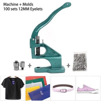 

Machine + Molds+100 Sets Eyelets 12mm Eyelets Machine Metal Buttons Tools Snaps For Leather Cloth Shoes Canvas DIY Buttons