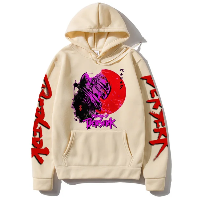 Anime Hoodie Berserk Harajuku Guts Eyes Manga Hoodies Sweatshirt Graphic Winter Pullover Fashion Long Sleeve Men/Women Hoody Beige2