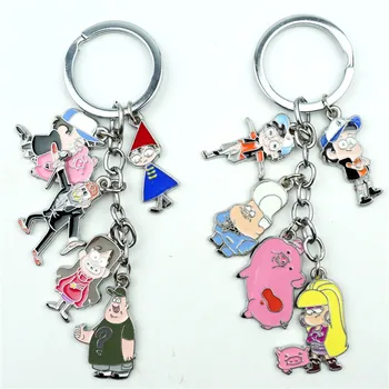 

Anime Dipper Mabel Waddles Keychain Keyring 5 In 1 Set Alloy Metal Pendant Cartoon Figures Key Ring Cosplay Accessories Gift