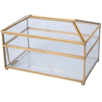 

Practical Gold Glass Mirror Tissue Box Exquisite Glass Makeup Tissue Storage Box Elegant Gift for Birthdays Christmas Weddings