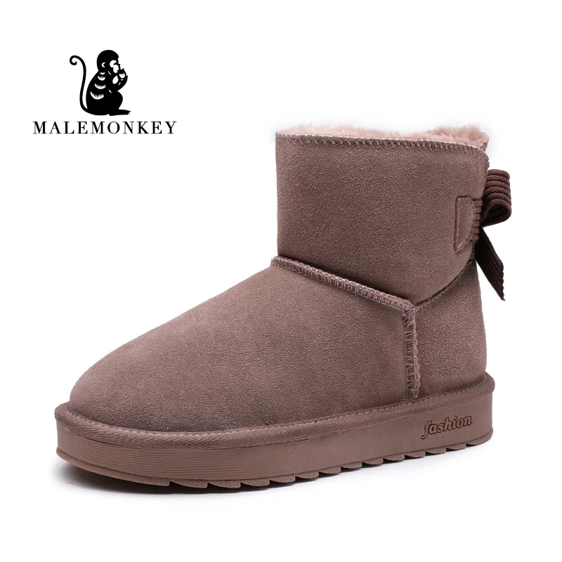 Malemonkey/ г., Size35-40 Зимние Модные женские ботинки женские зимние ботинки классические женские Ботинки Ботильоны на шнуровке с круглым носком - Цвет: Bean Paste Purple