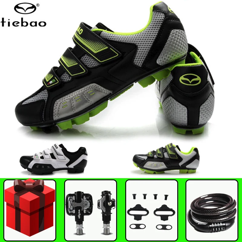 

TIEBAO cycling shoes add SPD cleats pedals Sapatilha Ciclismo Mtb men Sneakers women mountain bike self-locking Athletic Riding