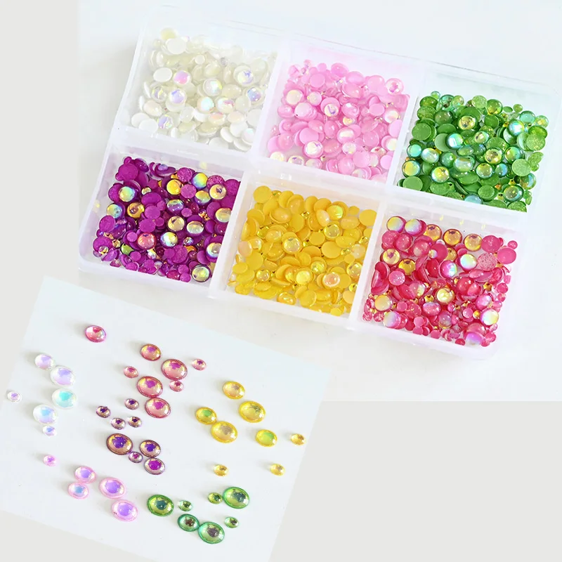 

900Pcs(3/4/5mm-mix) Round Beads Flatback Resin Stones Gems For Nail Art Decoration Rhinestone Nail Crystals AB Rhinestones