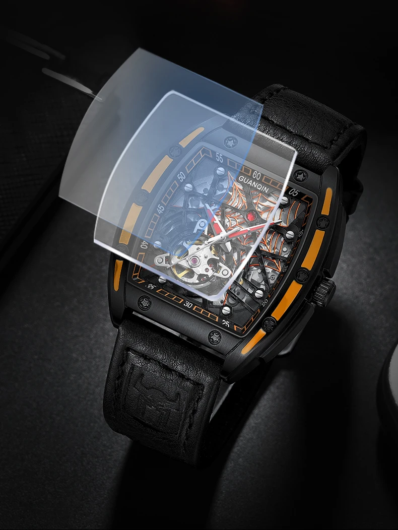 2022 GUANQIN Luxury Fashion Sapphire Mechanical Automatic Watch Men's Watch Stainless Steel Hollow Tourbillon Men's Accessories