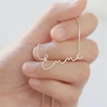 

Personalized Custom Handwritten Name Necklace Art Signature Nameplate Necklace Unique Memorial Jewelry For Men Women Handwritten
