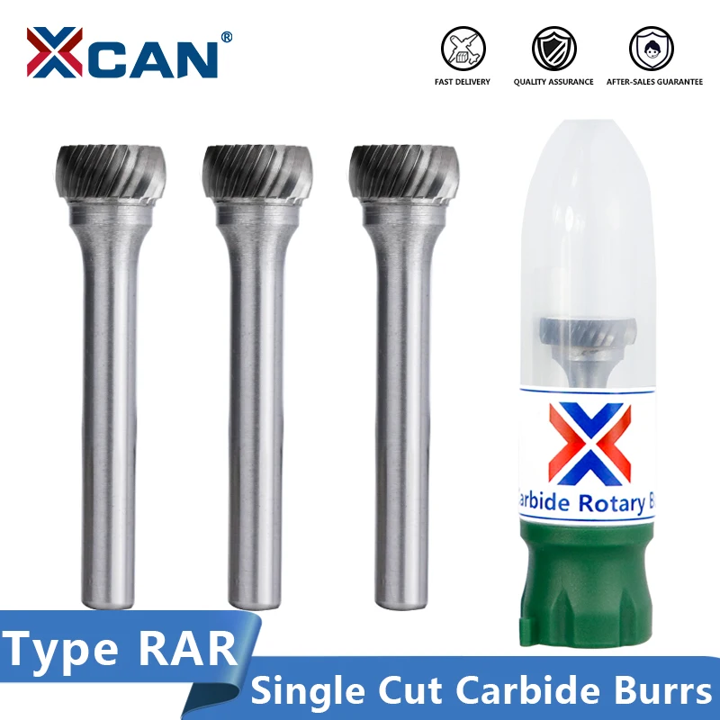 

XCAN Tungsten Carbide Burr 6mm Shank Single Cut Rotary Burr File Type RAR for Metal Carving Bit Rotary Cutter