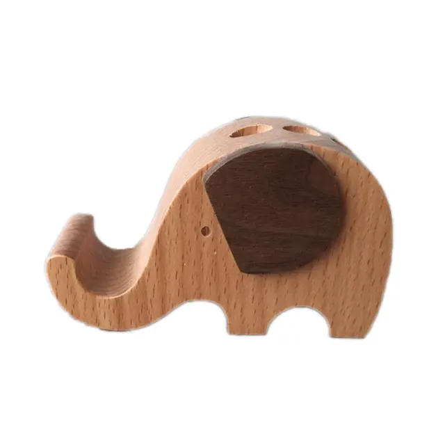 Mobiltelefon -Tartó Rajzfilm Aranyos Baba Elefánt Multifunkcionális Szilárd Fa Alap - Image 5