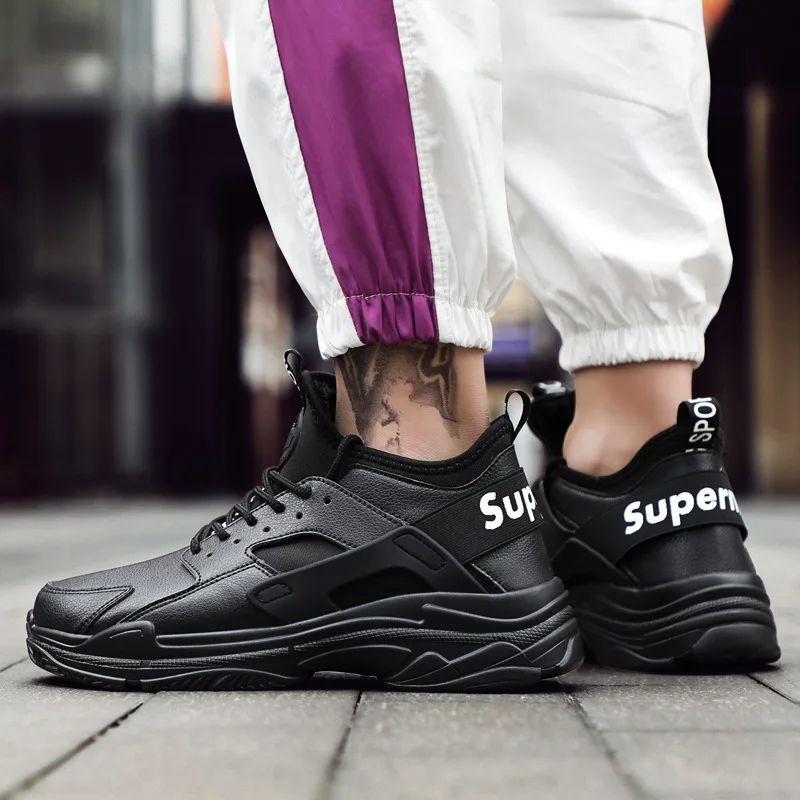 

2019 Winter Couples Shoe plus Velvet Sporty Running Shoes Men's Fashionable Comfortable Mid-high Leisure Shoes Men's Trendy Shoe