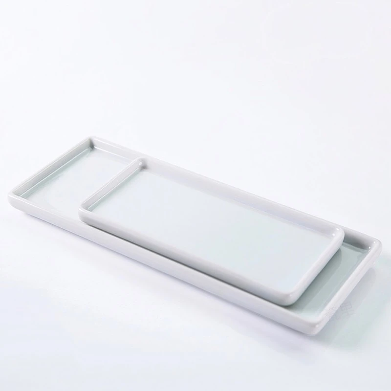 Japanese-style Rectangular Ceramic Tray Plate White Porcelain ...