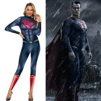 

Color Cosplayer Purim Carnival Cosplay Costume Super Man Women's Clothing Justice League Movie COS Long Sleeve Bodysuits