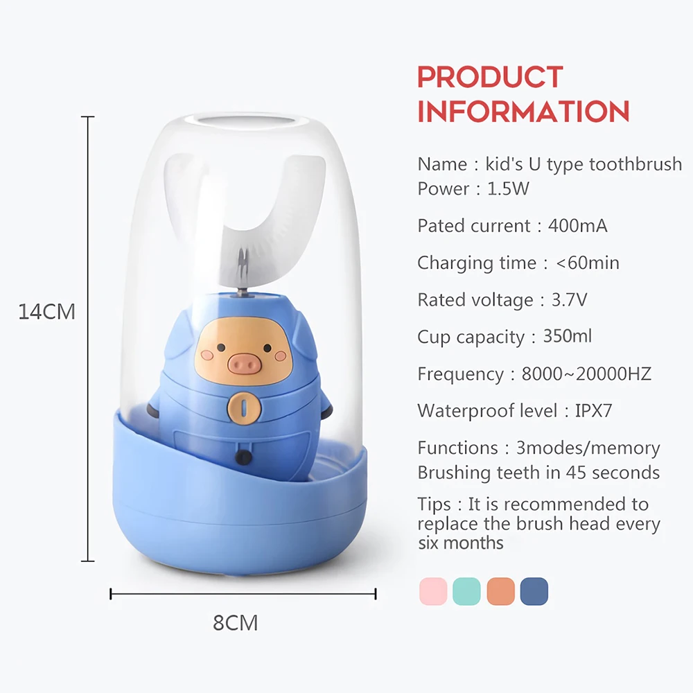 U 360 Sonic Electric Toothbrush for Children Cartoon Pattern USB Charging Silicone Kids Teeth Brush Tooth Whitening Waterproof U 360 Sonic Electric Toothbrush for Children Cartoon Pattern USB Charging Silicone Kids Teeth Brush Tooth Whitening Waterproof
