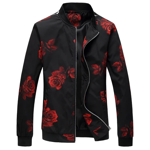 305 red flowers Повседневный мужской пиджак мужской Chaquetas Hombres Jaquetas Bomber одежда с принтом Мужская модная тонкая куртка мужская верхняя одежда большого размера 6XL - Цвет: 305 red flowers