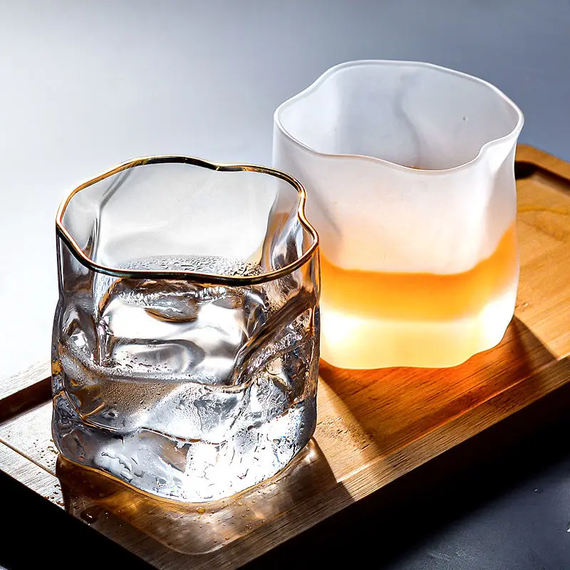Creative Irregular Shape Wine Glass Transparent Water Drinking Cup Luxury Whiskey Cocktail Shot Glass Heat Resistant
