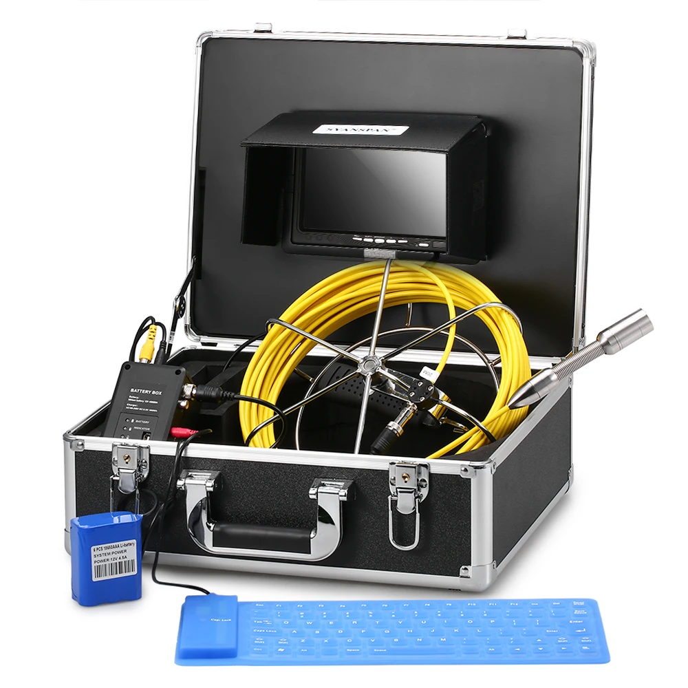

Drain Pipe Sewer Inspection Video Camera System 12 LEDs Night Vision Industrial Endoscope Snake Camera 8GB SDcard Included