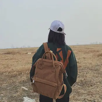 

Travel Backpack Portable Large Capacity Soft Fabric Corduroy Teenagers Girls Handbag Leisure Bag Rucksack Female Backpack