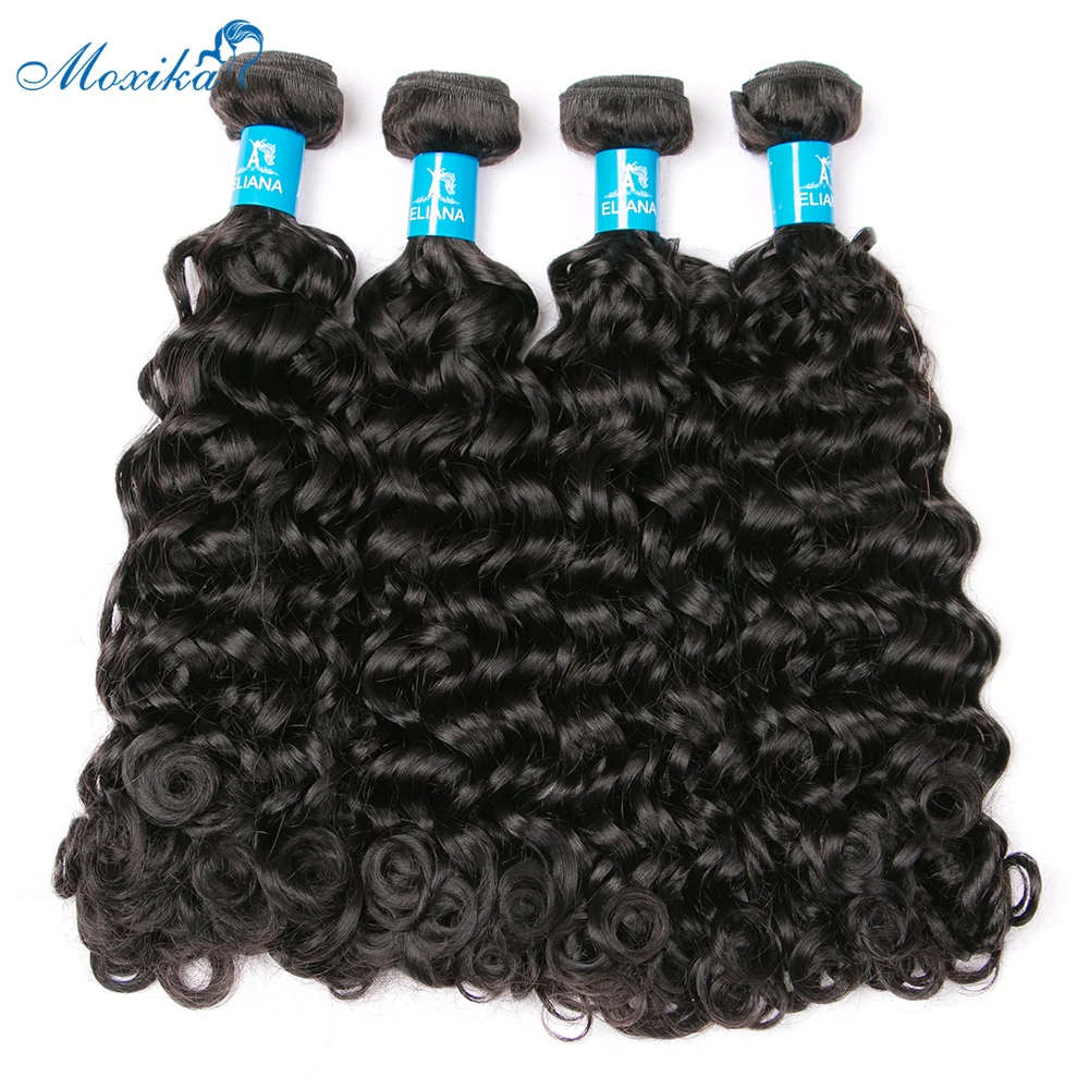 Moxika Water Wave Bundles With Closure Human Hair Bundles With Frontal Remy Brazilian Hair Weave Bundles With Closure 8-26"