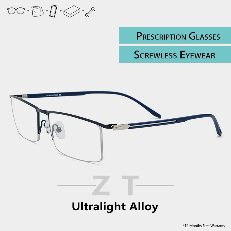 

ZT optical eyeglasses frames men Semi Rimless Half eyeglasses Ultralight brand design Screwless Eyewear