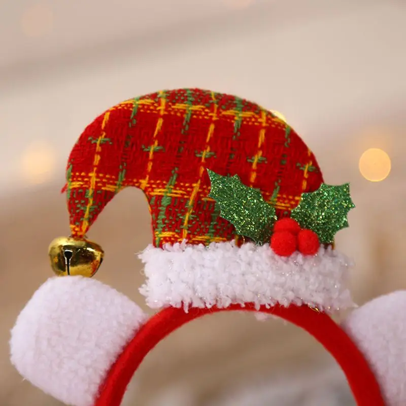 

6pcs Christmas Hat Bell Hair Band Headband New Year Xmas Party Clasp Hoop Headwear Birthday Party Favor Decor for christmas
