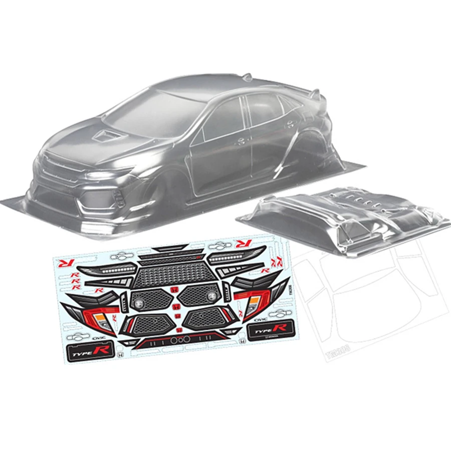 Сборная C Civic FK8 игрушки модель PC прозрачный корпус с наклейками 210 мм Колесная база для Rc Дрифт автомобиль плоский спорт на дороге электрические автомобили