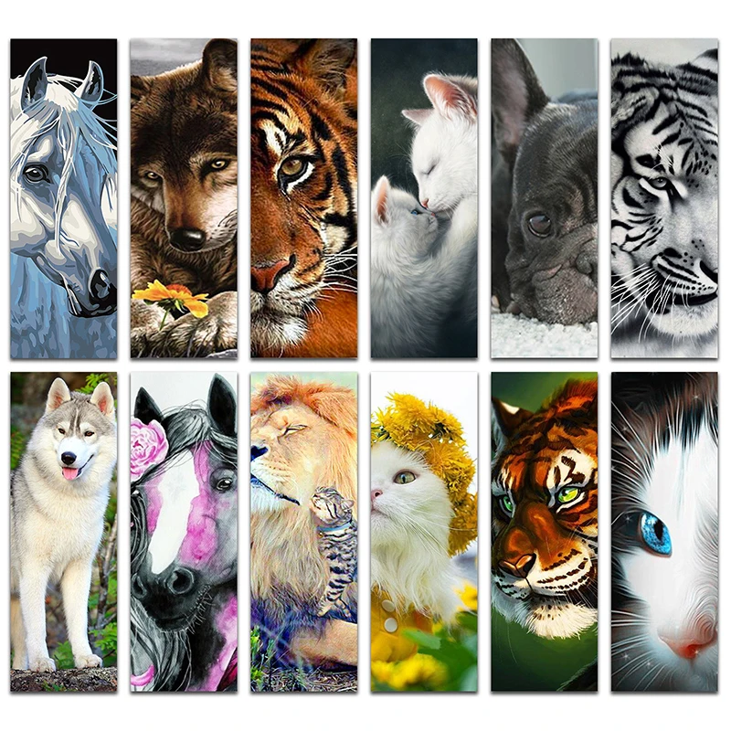 Алмазная живопись вышивка крестиком животное кошка круглая лошади волк сделай