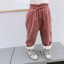 Новинка года; Сезон Зима; стильная детская одежда для девочек; двухслойные плотные повседневные брюки; Детские плотные вельветовые брюки