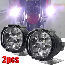 Phares blancs à 6 LED pour motos, 2 pièces, pour véhicule électrique, Scooters, lampe à haute luminosité, ampoules auxiliaires modifiées