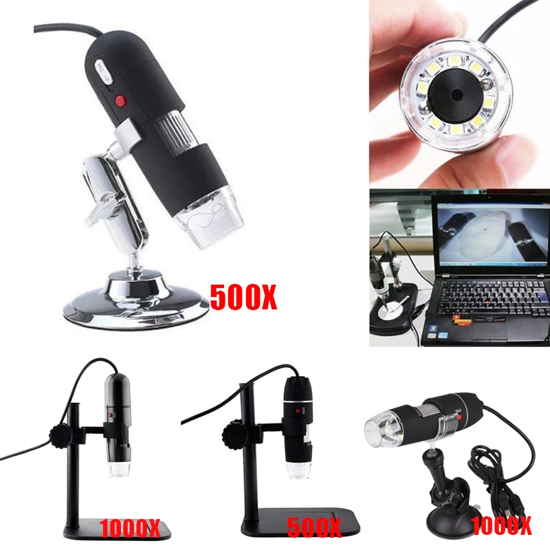 50-500X 2MP USB светодиодный микроскоп Эндоскоп CMOS камера Лупа с подставкой