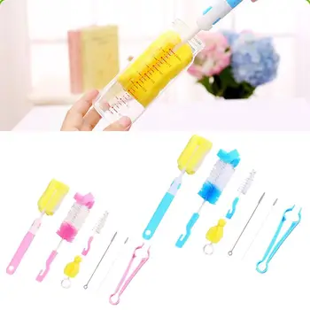 

7 Pcs Baby Bottle Nipple Straw Brush Sponge Nylon Cleaning Brush Cleaner kit for Bottles/Cups/Straw