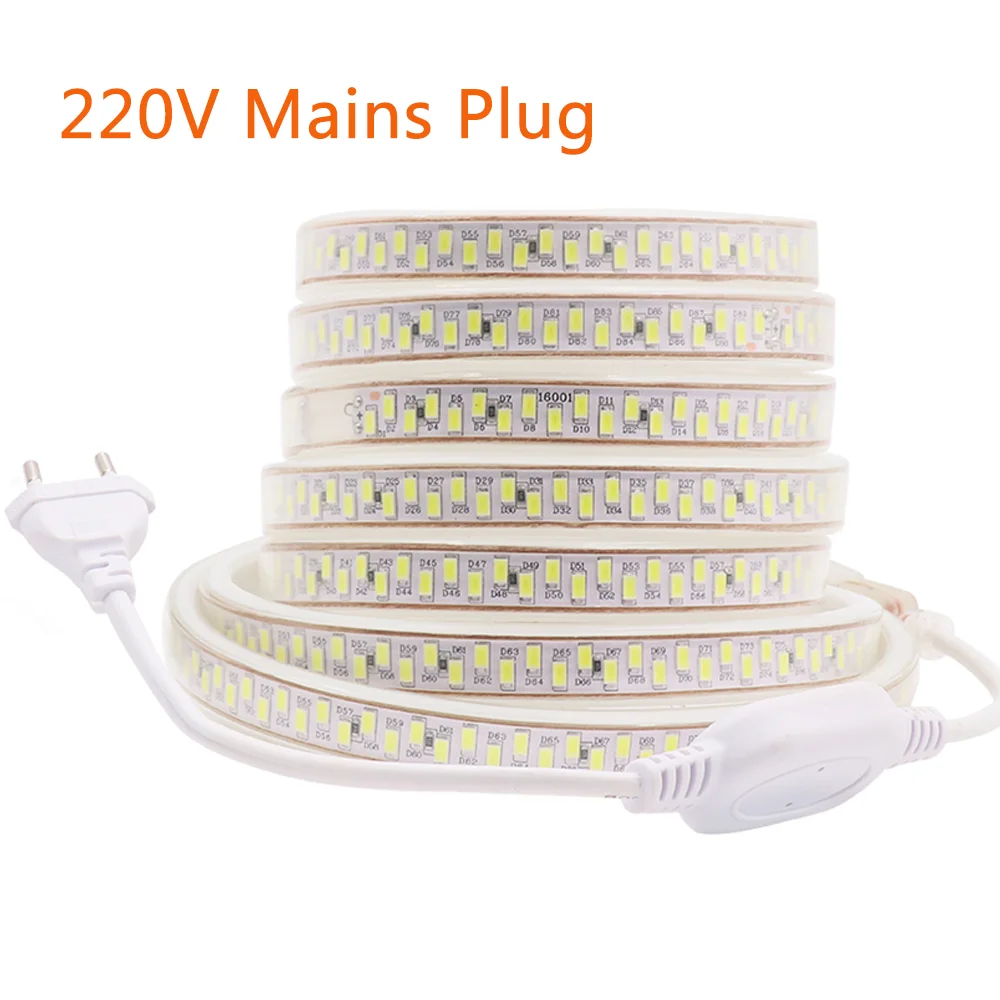 

Светодиодная лента 220 в 240 В с европейской вилкой 5630 SMD 100 LED/M, водонепроницаемая фотолента, Диод 1 м-м, Светодиодная лента для домашнего декора
