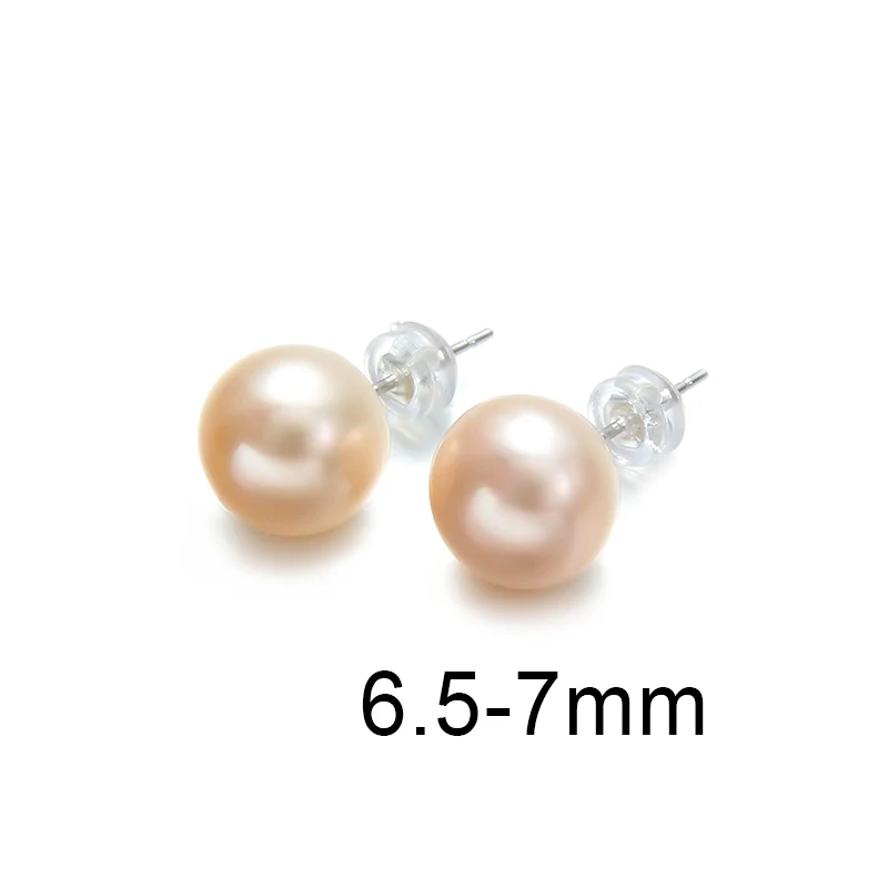 Pink 6.5-7mm Жемчужные серьги, серебро 925, ювелирное изделие, пресноводные жемчужные серьги для женщин, свадебный подарок, жемчужные ювелирные изделия - Цвет камня: Pink 6.5-7mm