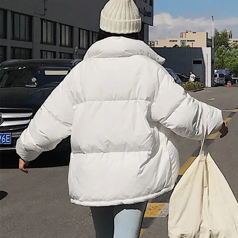 Зимняя утепленная женская куртка-парка в Корейском стиле с воротником-стойкой и хлопковой подкладкой, Женское пальто, дутые утепленные куртки для женщин
