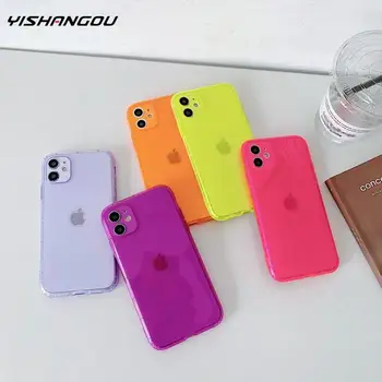 

Camera Protection Case For iPhone 11 Pro Max 11 Fluorescent Clear Soft TPU Case Cover For iPhone SE 2020 Xs Max XR X 10 8 7 Plus